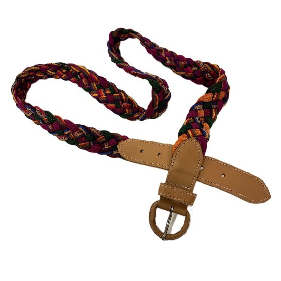 Guatemala Mexican Fabric Leather Colorful Belt Large 42-46" - Picture 3 of 8